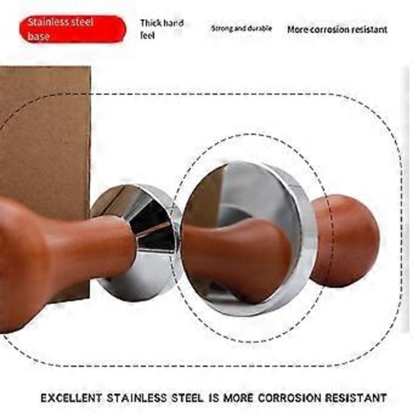 Kaffepress Trä Rostfritt Stål Bas Lämplig för Espressomaskin Tillbehör 51mm