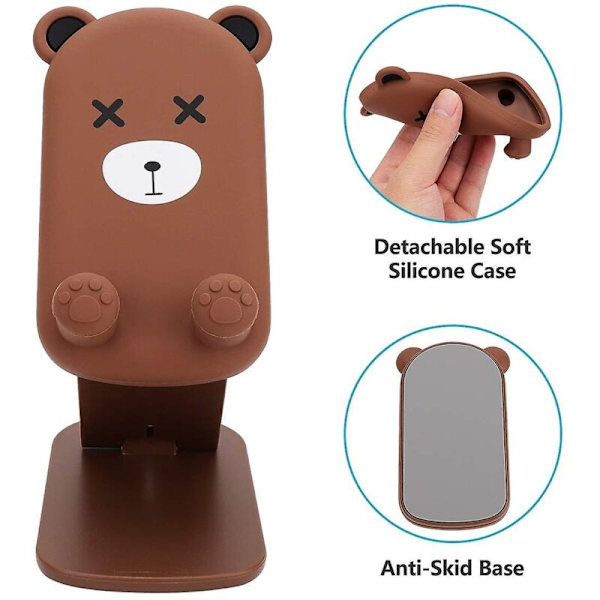 Sød foldbar justerbar tegneserie mobiltelefon stativholder til skrivebord