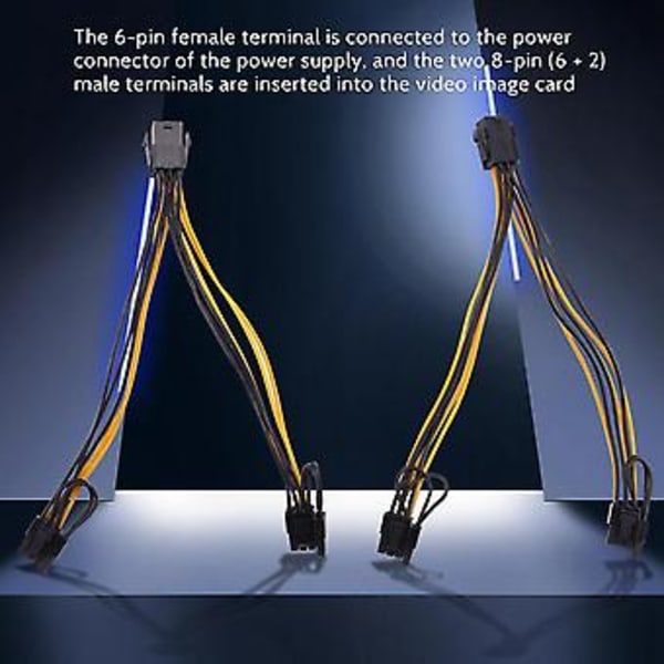 10 stk. 6-pin til dobbelt PCIe 8-pin (6+2) billedkort PCI Express strømadapter GPU VGA Y-splitter forlænger