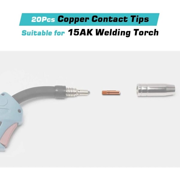 Mig Svetskontaktmunstycke, 20 st Svetskontaktmunstycke, Svetsmunstycke, Koppar Kontaktmunstycke för 15AK MIG/MAG Svetsbrännare Förbrukningsvaror (0,8)