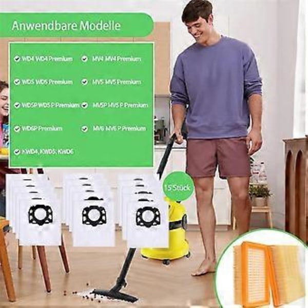 Pölynimuripussit 2.863-006.0 Suodatin WD4 WD5 WD6 WD5P WD6P Premium Pölynimurin Varaosille