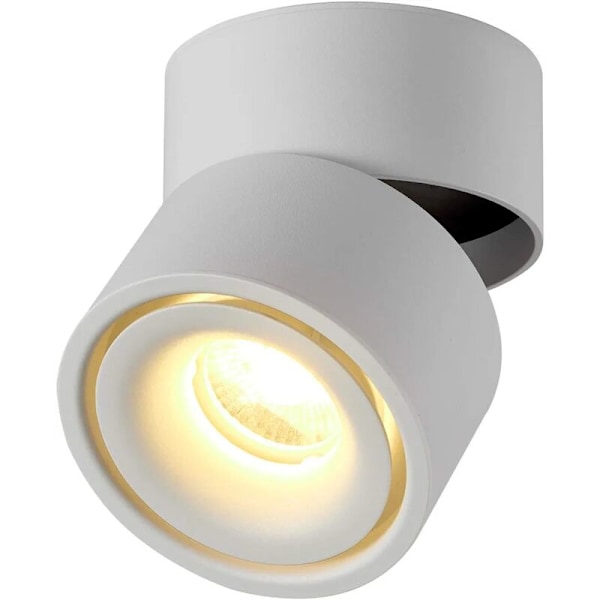 Indoor 10W LED Floodlight, 360° Adjustable Ceiling Light Rotating and Surface Lighting COB LED 10x10cm/Aluminium Wall Lamp (White-3000K) [Energy Cla