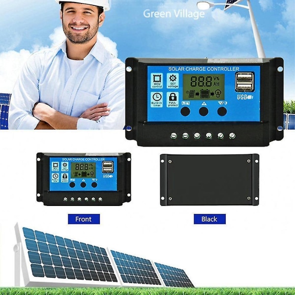 20a Auto Solar Charge Controller Pwm Dual USB Output Solcell Panel Charge Regulator 12v24v Power Hd Lcd Display Betterlifefg