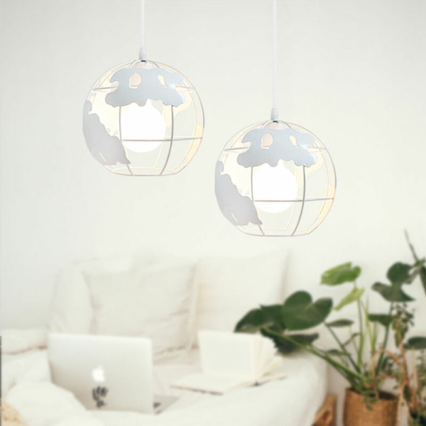 Modern takpendellampa globkarta burkformad ljuskrona vit järnhängande lampa 2 st