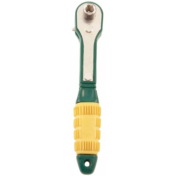 1/4 Mini Hex Double Ended Ratchet Wrench for Bicycle Repair, Green+Yellow, 14431mm