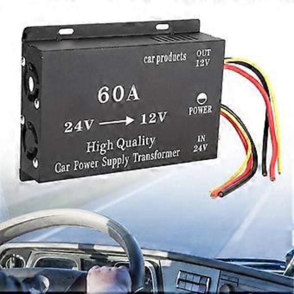 Bil Lastbil Lyd Strøm Adapter Reducer 24V til 12V 60A Spændingsreduktionskonverter