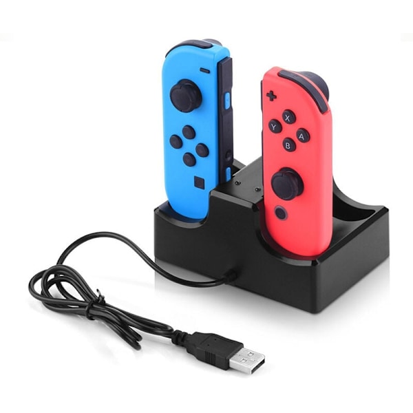 Switch-håndtak med fire ladestasjoner for Joycon, seteladning, liten håndtak, seteladning 4-i-1