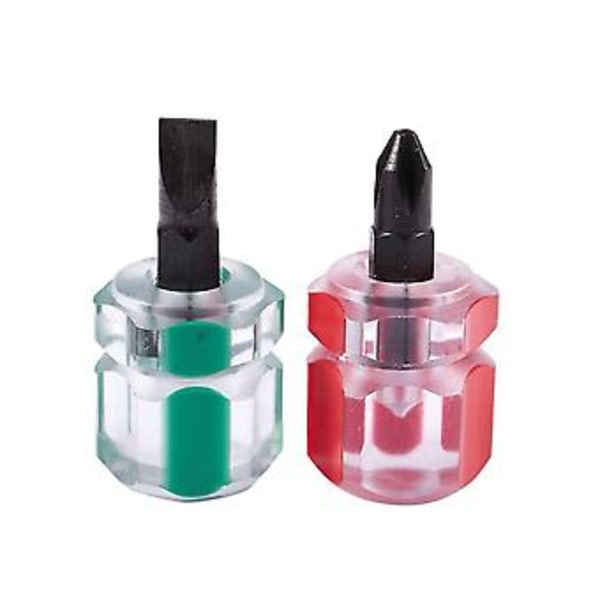 2 st Platt Skruvmejsel Mini Skruvmejsel Kort Liten Delad Reparationsverktyg Kit Set Grön+röd