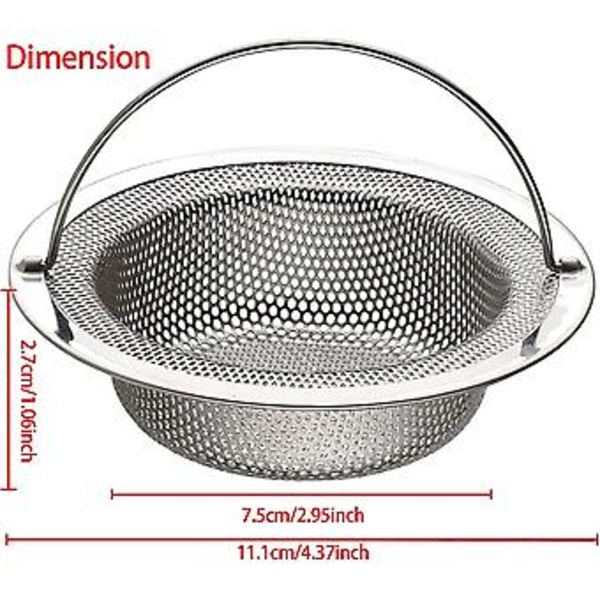 Ruostumattomasta teräksestä valmistettu keittiön tiskialtaan tiheäreikäinen kahvasiivilä 11cm 2 kpl (4-d-w)
