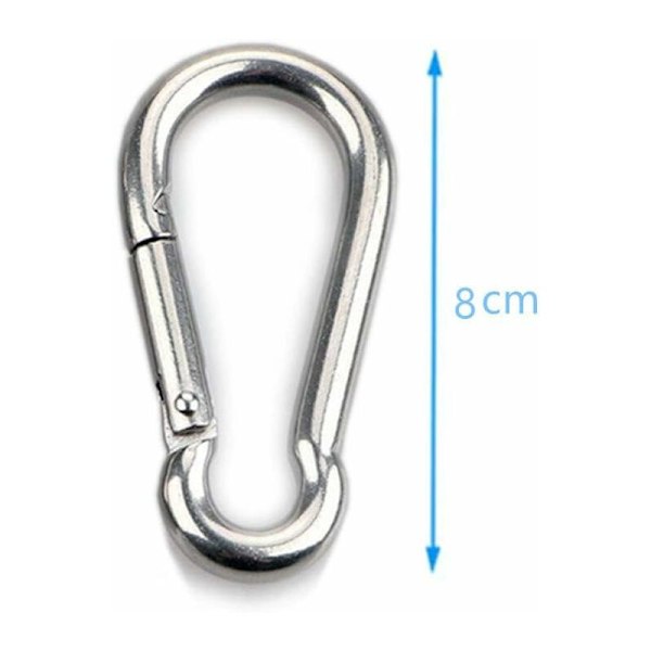 2 st Fästkarbinhake för tunga laster, sport, låshundar, gunghängmatta, 304 rostfritt stål, 8 mm tjocklek HIASDFLS