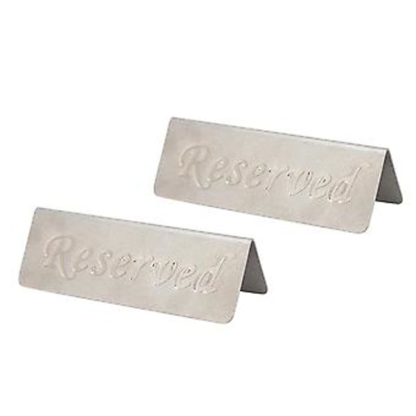 2 stk. reservert-skilt i metall, rustfritt stål, dobbeltsidige bordreservert-skilt for restauranter, barer, kafeer, te-rom og hoteller
