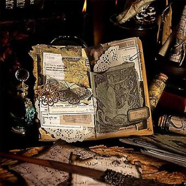 240 st Antikt Scrapbook-papper Retro Brinnande Scrapbook-material Väska För Skräpplanerare Dekorativ