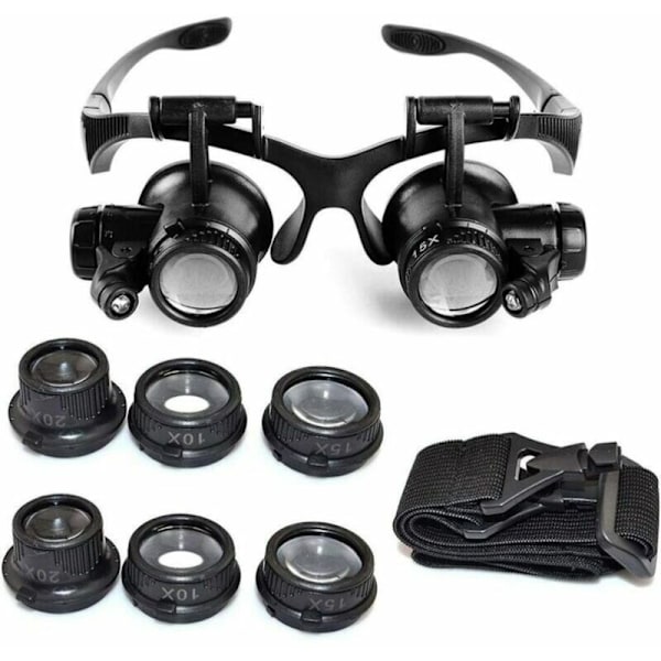 Magnifying Glass Headband Front Magnifier Magnifying Glasses LED Lighting Magnifications of 10x, 15x, 20x and 25x