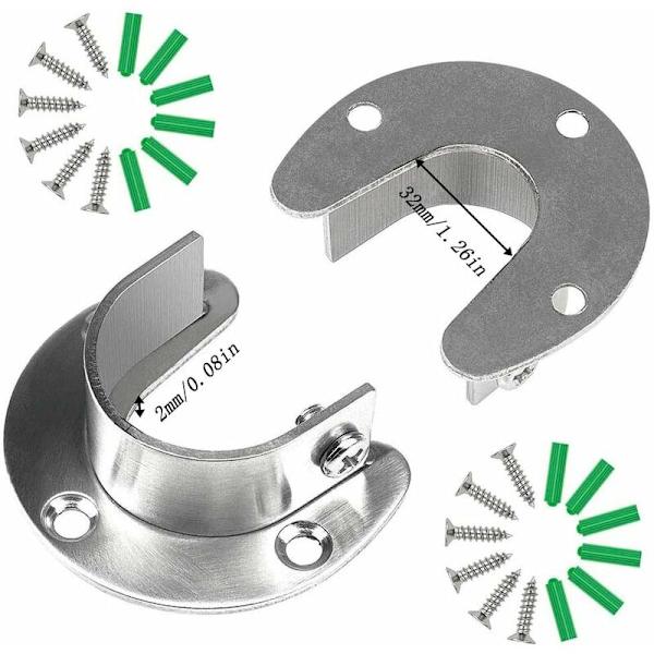 Garderob Sockets Rostfritt Stål Skåp U-formade Stöd Klädstång Klädstång Duschdraperistång Skåprör Stång Med Skruvar Och Exp