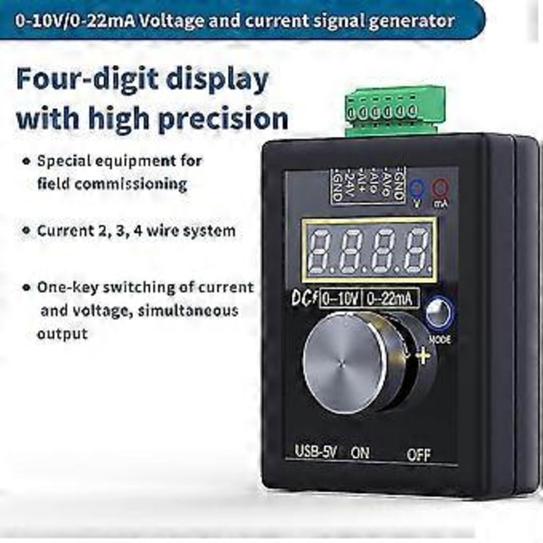 Signalgenerator, håndholdt analog simulator digital 0-10v/0-4-20ma til strømspændingssignalgenerator til PLC og panel fejlfindingsenhedstest Flo
