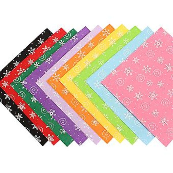 10 st Snömönster Handarbete Icke-vävt Tyg Hantverk Fyrkantigt Ark DIY Material (30*30cm)