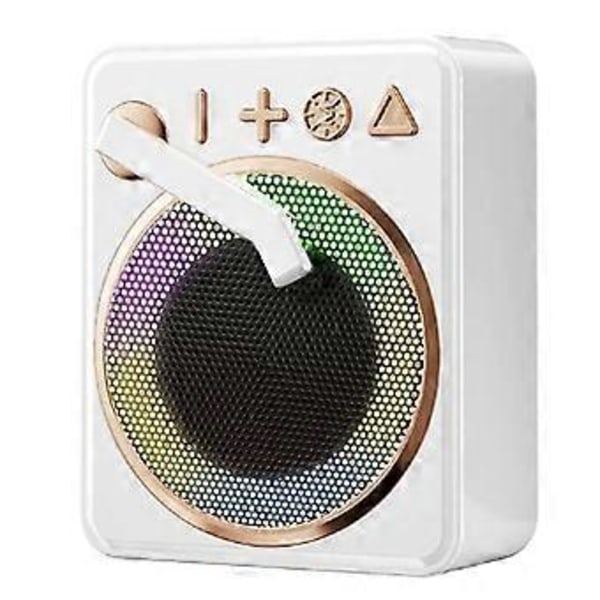 Bärbar Retro Bluetooth 5.0 Högtalare+RGB Ljus Trådlös Skivspelare Högtalare Stöd TF Kort U Disk MP3 Spelare Vit