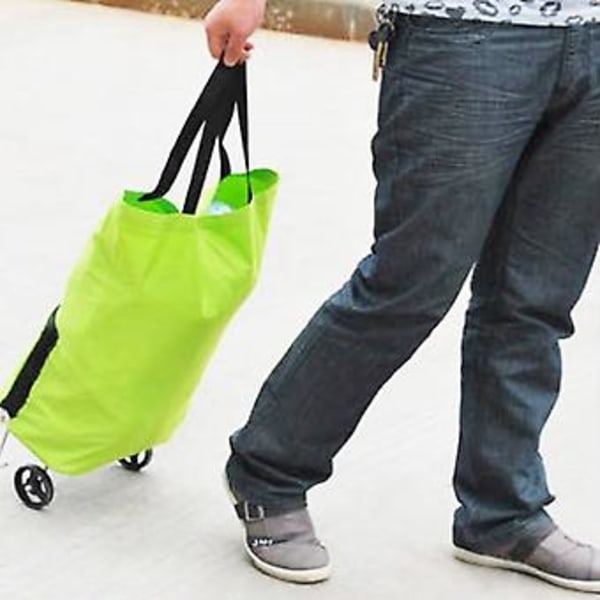 Portabel Hopfällbar Shoppingväska med Hjul, Stor Kapacitet