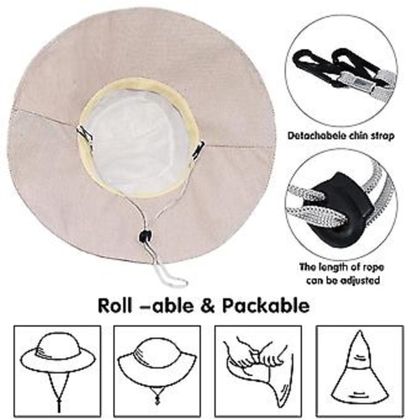 Breda Solhattar för Kvinnor Dubbelsidiga Bucket Hats Hopfällbar Solskärm för Kvinnor