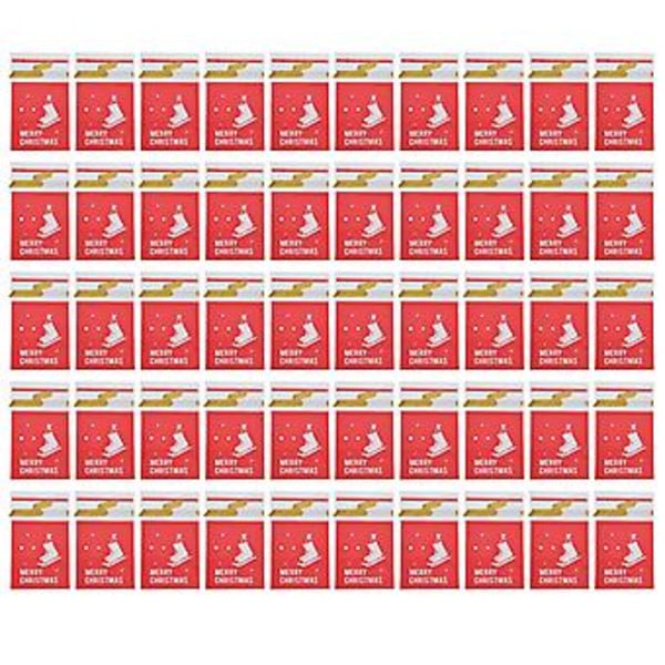 50 st Julklappspåsar Premium Plast Slitstark Vackert Mönster Unik Design Julgodispåsar för Fest Bröllop Julstövel