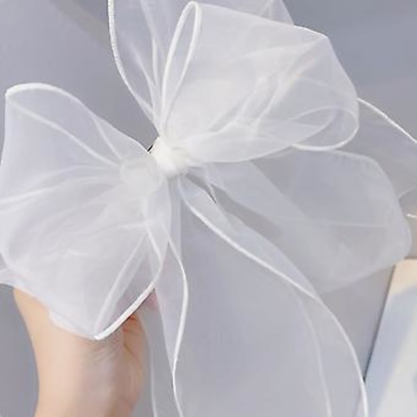 Vit Hårklämma med Rosett - Vacker Stil Damhårspänne, Färgglatt Hårnålstillbehör i Tyg för Flickor