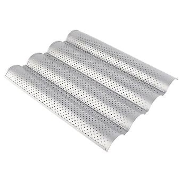 Non-stick Multi-spor Bølgeformet Franskbrødform Baguette Bakebrett Kokeform Kjøkkenverktøy (4 spor)