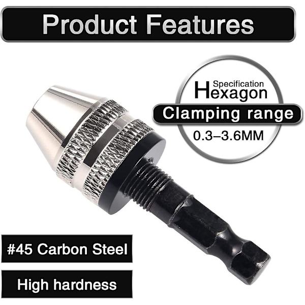 Nyckelfri Mini 3-backs Drillchuck Skruvmejsel Adapter Med Snabbväxling 1/4\" Hex