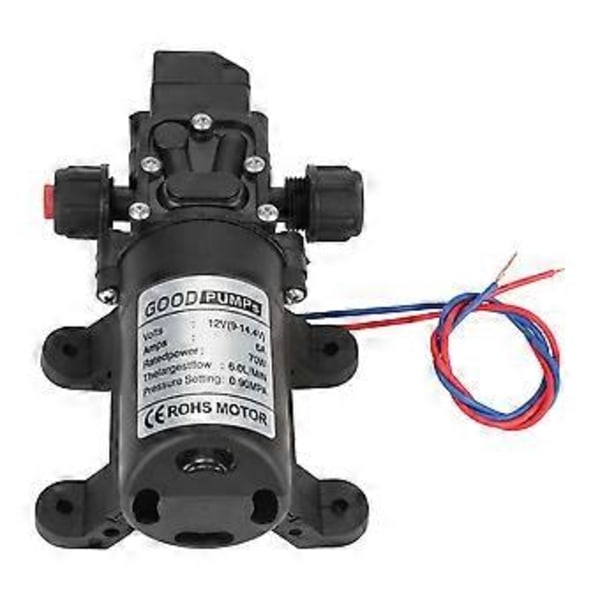 DC 12V 0.9Mpa 6L/Min Vatten Högtryck Membran 70W Självsugande Pump