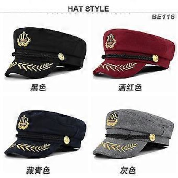 Krona Brittisk flottans mössa metall veteax basker mode skärmmössa åttakantig läder flat cap