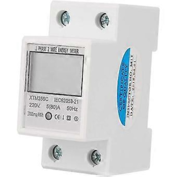 Digital elmåler 220v 5(80)a Enkeltfaset 2-leder 2p Digital elektrisk elmåler i
