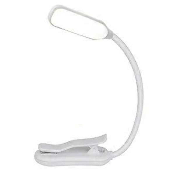 Ladattava kirjavalo Mini 7 LED lukuvalo 3-tasoinen joustava helppo klipsilamppu luku yövalo sängyssä valkoinen