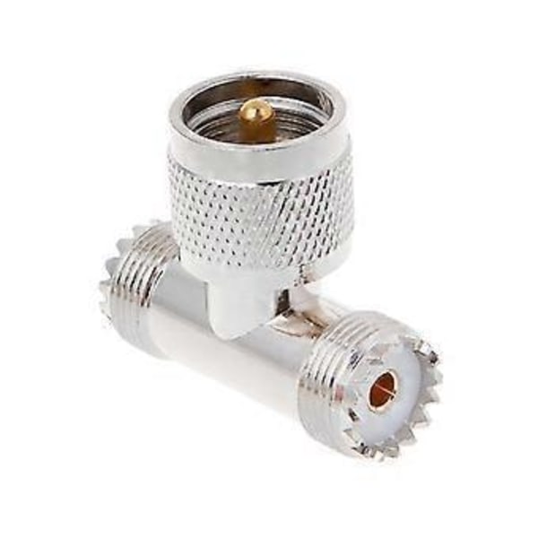 T-muotoinen UHF-uros PL259 - 2 UHF-naaras SO239 kolminkertainen RF-liitin 3-tie Coaxi