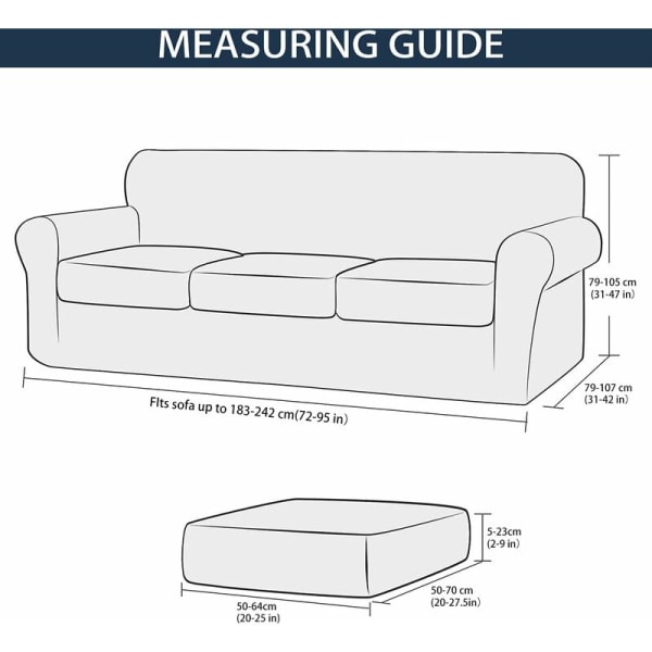 3-seters sofaovertrekk med armlener - Universalt stretch sofaovertrekk i svart for stueinnredning