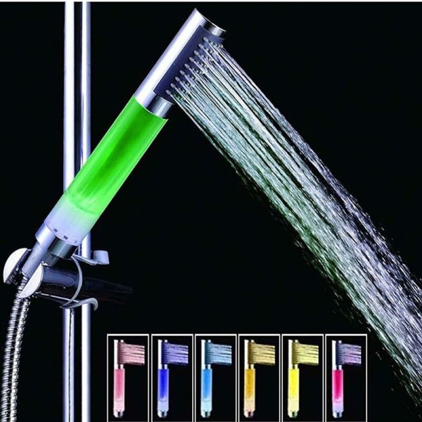 Håndholdt dusjhode, 7-farget LED-lys, Tilkoblet og økonomisk dusjhode, Dusjtimer, 70 % vannbesparelse