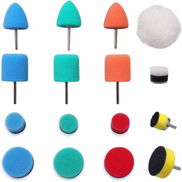 Mini poleringssvampar, 16 st 15 mm 25 mm poleringssats för bilslipning polering för elektrisk roterande verktyg