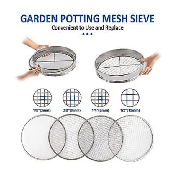 En Potting Mesh Sieve Sifting Pan - Mindre Stålblanding S 4 Sieve Mesh Filter(1/8in,1