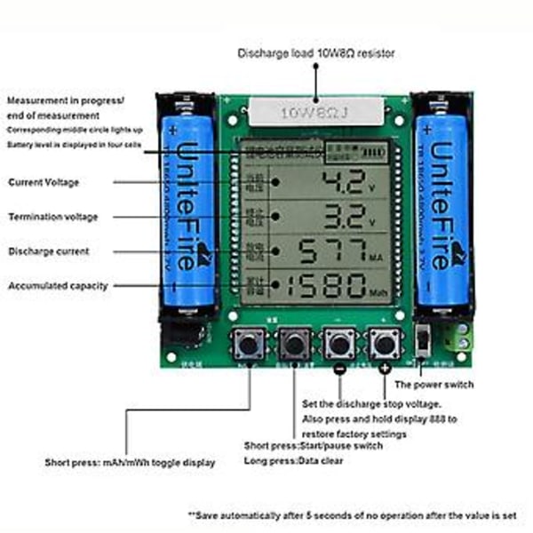 Xh-m239 18650 Er Modul Med LCD Display Mah/ Måling Høj Værktøj