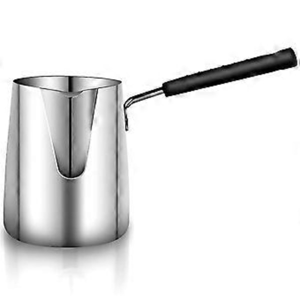 Rustfrit stål smør- og kaffevvarmer, tyrkisk kaffekande, mini smørsmeltegryde og mælkegryde med tud - (600 ml)
