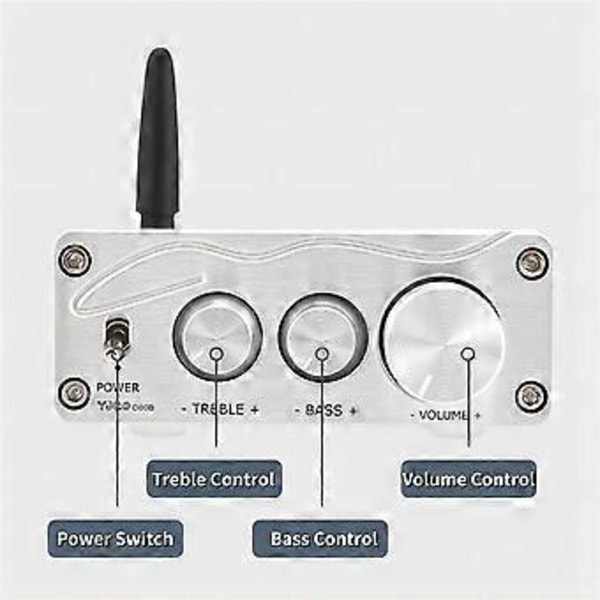 HiFi Lydforstærker MA12070 80Wx2 Bluetooth 5.0 Stereo Audio Effektforstærker til Hjemmebiograf Karaoke Forstærkning - Sort