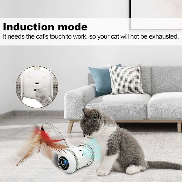 Automatisk sensor katt leksaker interaktiv smart robot elektronisk fjäder teaser självspelande usb laddningsbar kattunge leksaker för husdjur