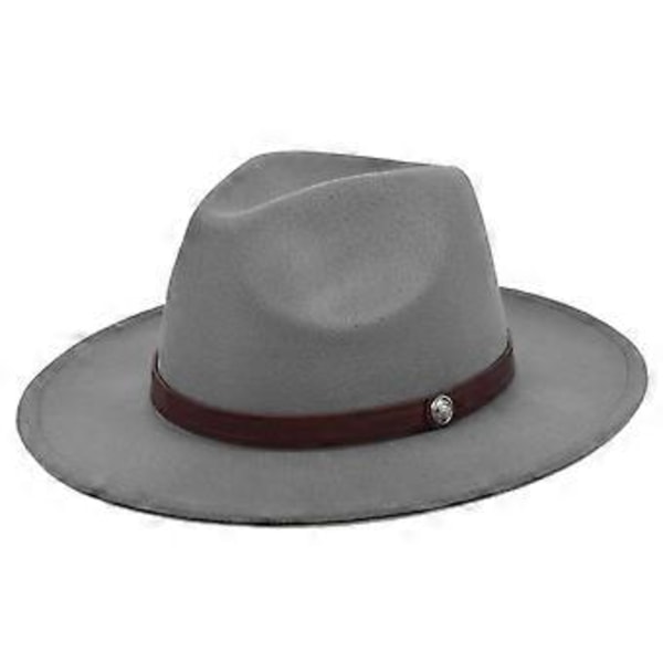 Höst och vinter ny ullhatt platt brätte stor brätte hatt rak brätte jazzhatt retro svart ull jazzhatt