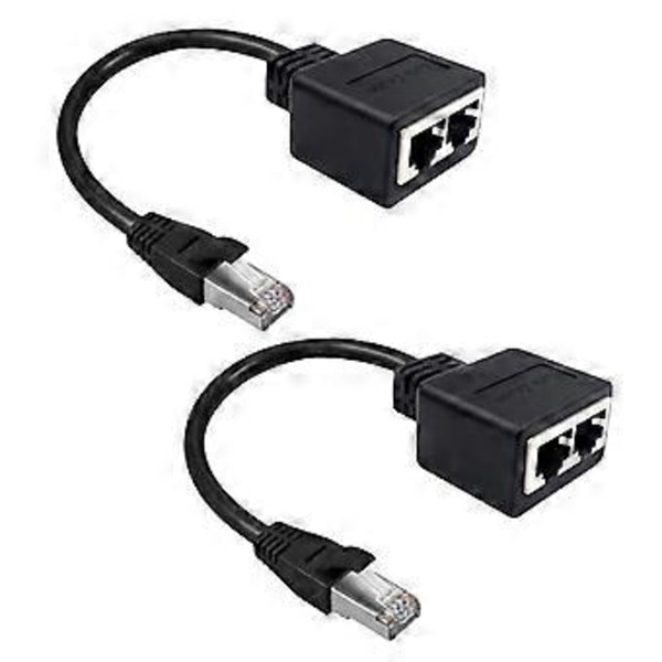 2 stk. RJ45-kabel 1 ind 2 Ethernet Lan-netværksadapterkabel RJ45 1 han til 2 hun kategori 7-netværkskabel