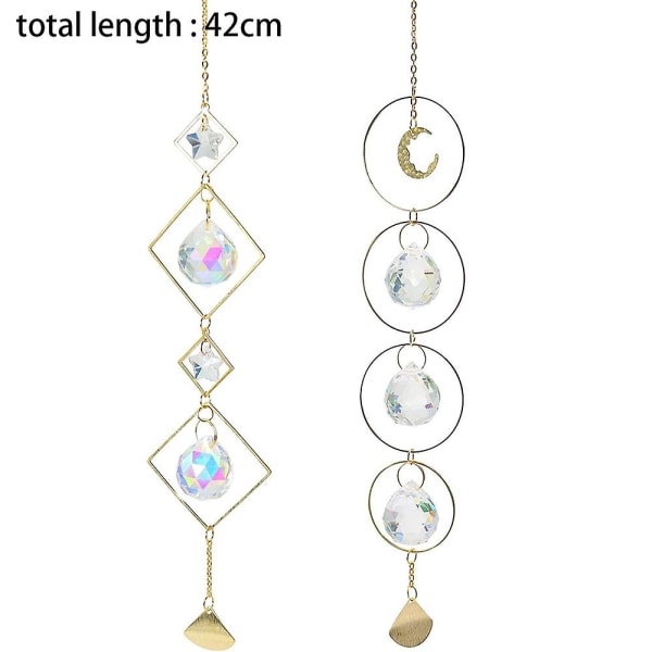 2-pack Moon Crystal Window Hanging Crystal Drop Prism Ornament For Home, Garden Decor"