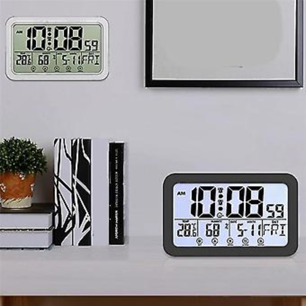 Digitala elektroniska digitala väckarklockor för skrivbord, sovrum, vit