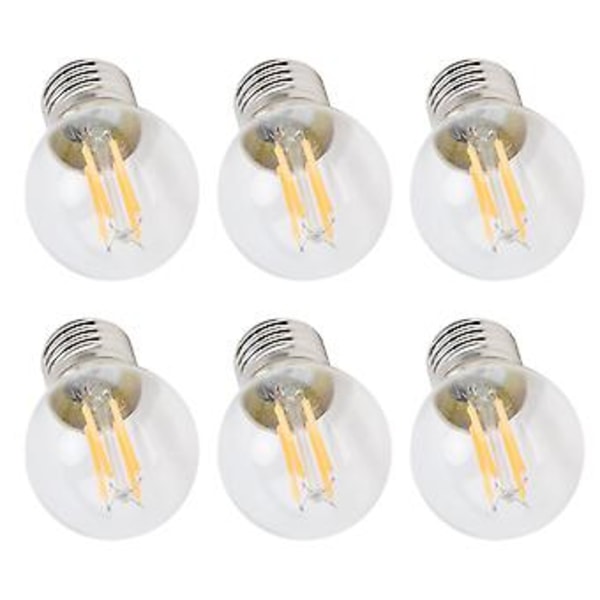 6 st Dimbar LED-lampa G45 E27 4W Transparenta Filamentlampor för Hembelysning Varmt Ljus 110V