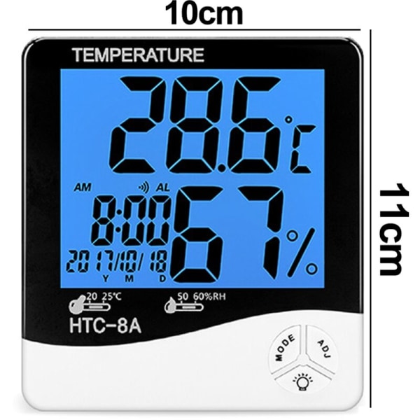 Høy presisjon elektronisk termometer digital display mini temperatur alarmklokke termometer HTC-8A