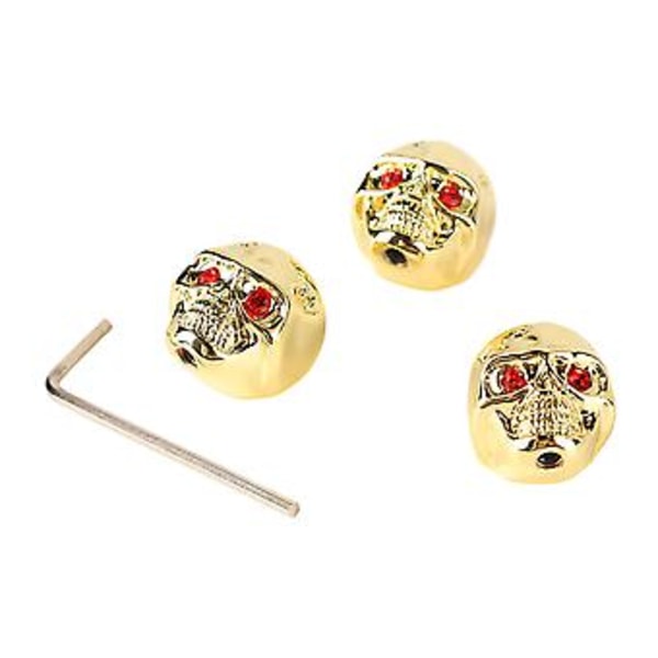 3 st Elektrisk Gitarr Skalle Knoppar Metall Volym Ton Huvudlock Bas Ersättningsdel GD305 Guld