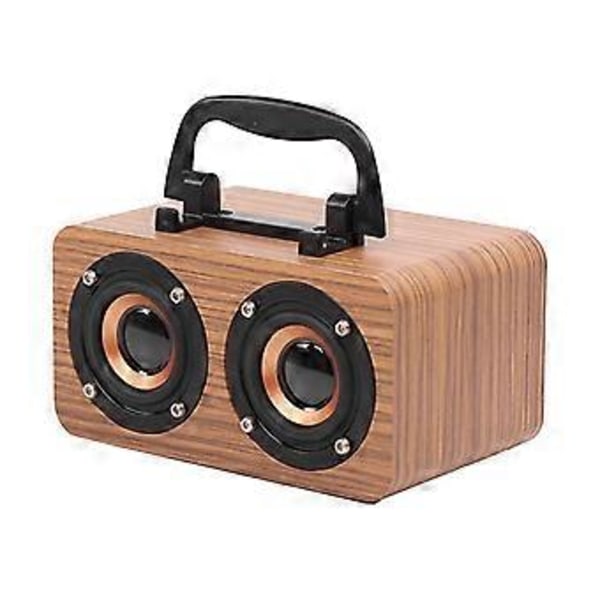 Bärbar Trähögtalare Bluetooth 5.0 Dubbelkanal Stereo med FM-radio, Hi-Fi-ljud, TF-kort, AUX-stöd B