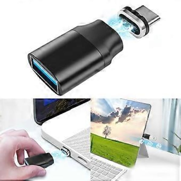 Magnetisk kontakt Typ C Hane till USB3.0 Hona OTG Dataöverföringsadapter