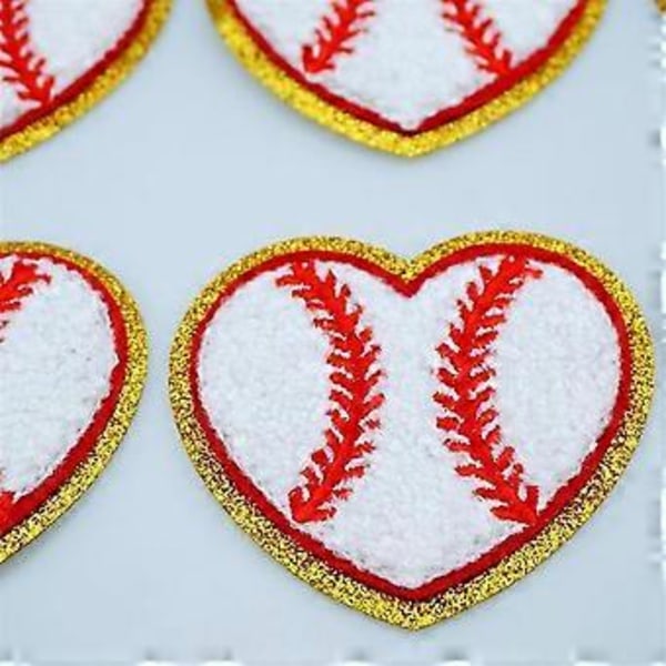 12 st Baseboll Hjärta Patch Guldkanter Baseboll Stryk på Applikationer för DIY Dekorativa Kläder